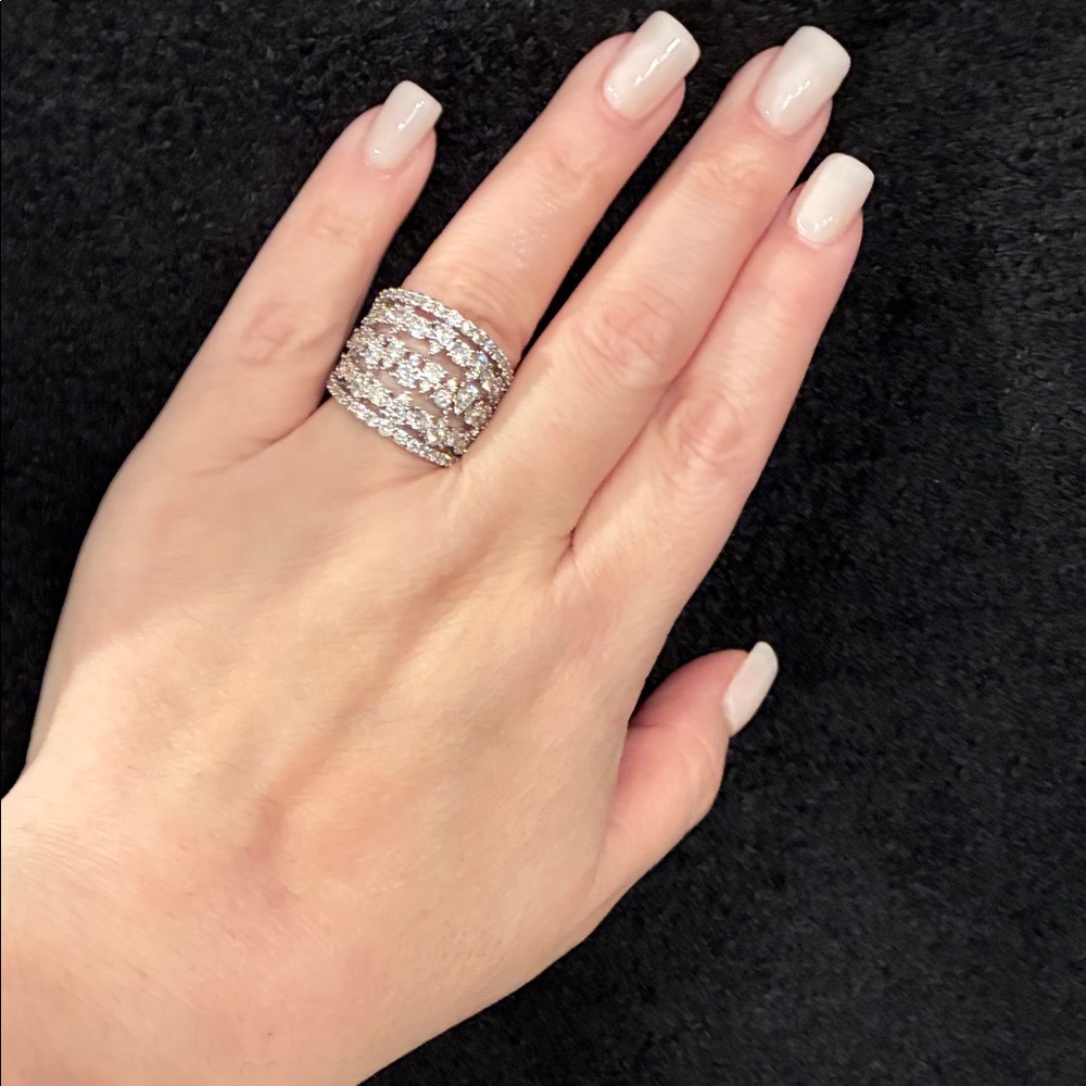 Stunning Moissanite Diamond with 10K over Silver Women's Ring